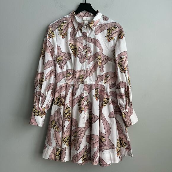 Desmond & Dempsey x H&M Balloon-sleeved Cotton Dress in Banana Leaf Print - Picture 2 of 10